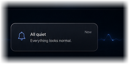 Notification saying All quiet, everything looks normal
